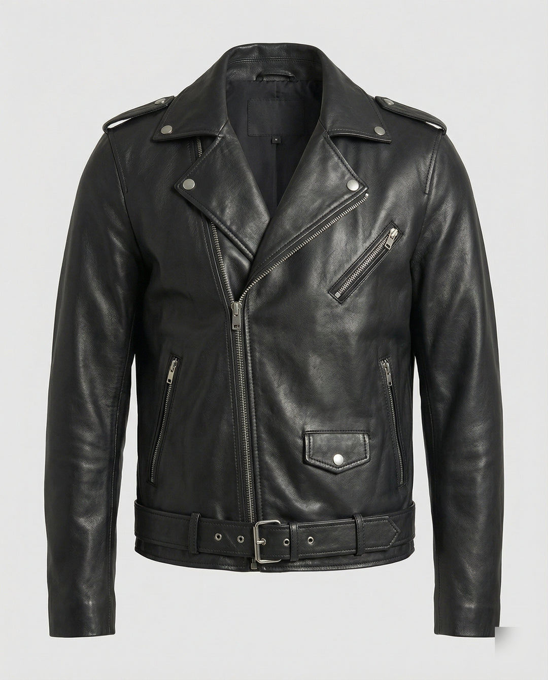 Herren Motorradjacke aus Leder mit asymmetrischem Zip EB