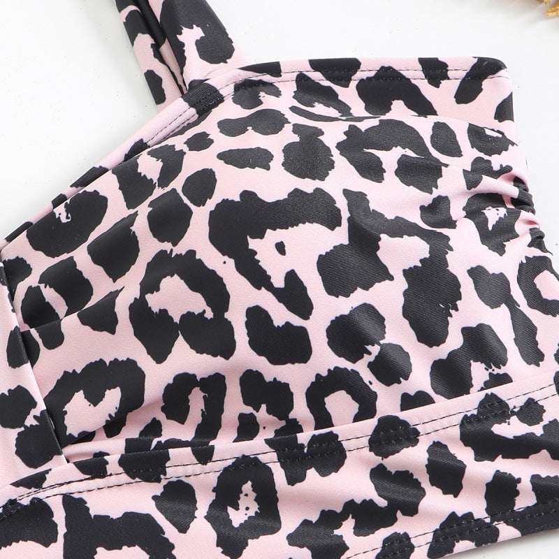 Damen Triangel-Bikini mit modischem Leopardenmuster und durchdachten Trägerdetails EB