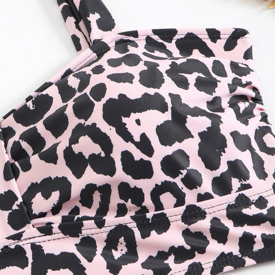 Damen Triangel-Bikini mit modischem Leopardenmuster und durchdachten Trägerdetails EB