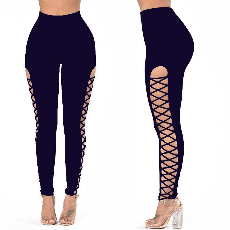 Damen Sportliche Leggings mit verführerischem Schnürdesign EB