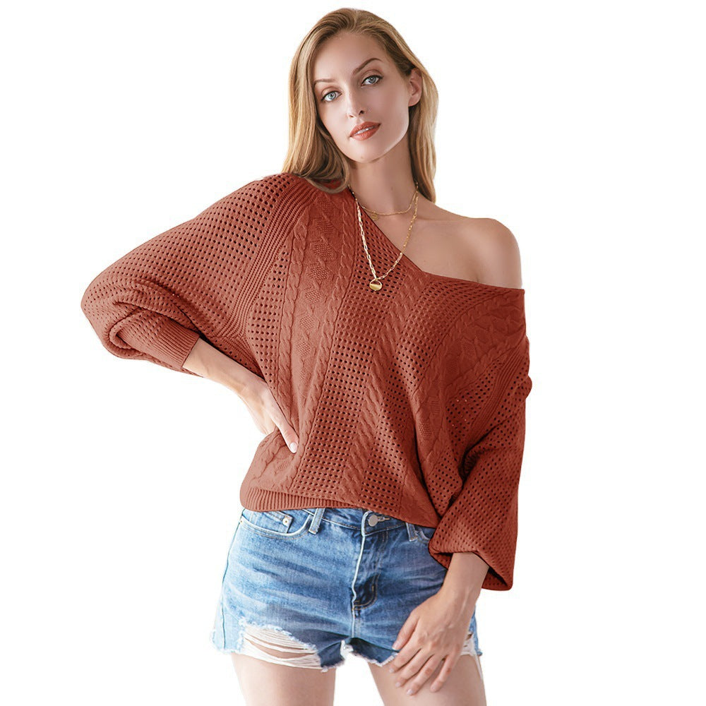 Damen Oversized Strickpullover mit dekorativen Zopf- und Netzstrukturen EB