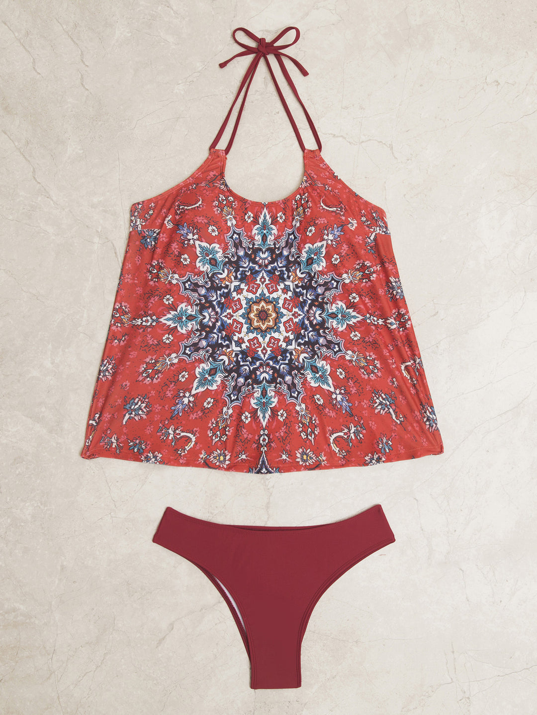 Damen Tankini-Set mit modischem Muster und lässigem Schnitt EB