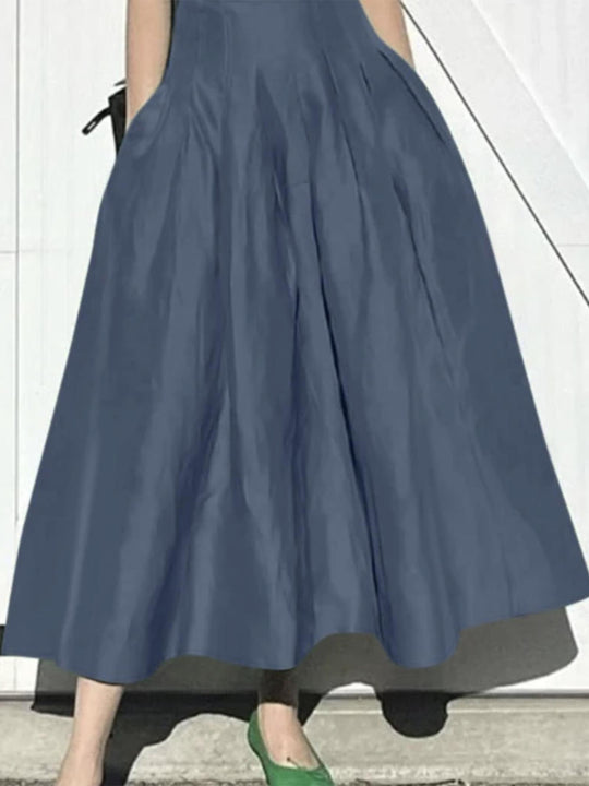 Damen Eleganter Midirock mit fließendem Schnitt und seitlichen Taschen EB