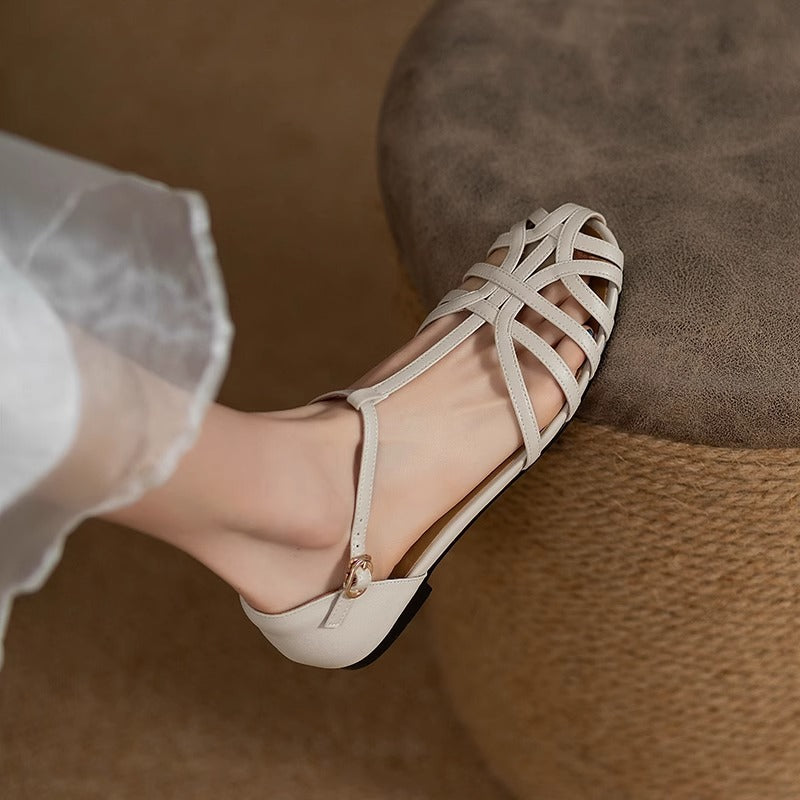Damen Bequeme Sandalen mit offenem Zehenbereich und elegantem Riemchen-Design EB