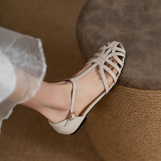 Damen Bequeme Sandalen mit offenem Zehenbereich und elegantem Riemchen-Design EB