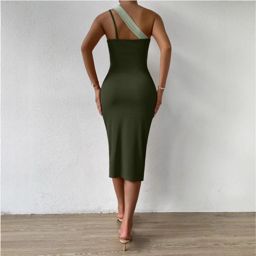 Damen Asymmetrisches Minikleid mit raffiniertem Schnitt und tiefem Schlitz EB