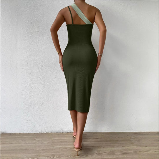 Damen Asymmetrisches Minikleid mit raffiniertem Schnitt und tiefem Schlitz EB
