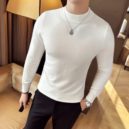 Herren modischer Pullover mit hohem Kragen und eleganter Passform EB