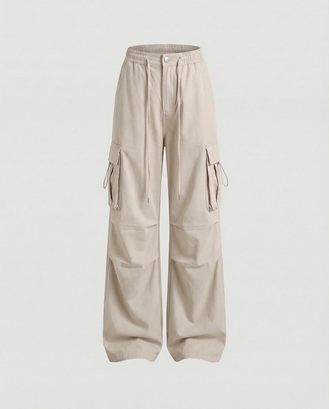 Damen Paperbag-Cargohose mit hohem Bund seitlicher Raffung und verstellbarem Saum EB