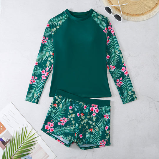 Damen UV-Schutz Rashguard-Set mit floralem Design EB