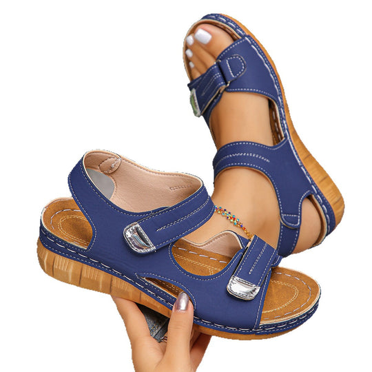 Damen Bequeme und elegante Wedge-Sandalen mit verstellbarem Riemen EB