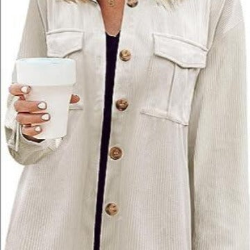 Damen Cordhemdjacke mit doppelter Brusttasche EB