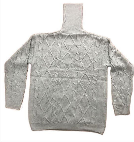 Herren Strickpullover mit hohem Kragen und strukturiertem Zopfmuster EB