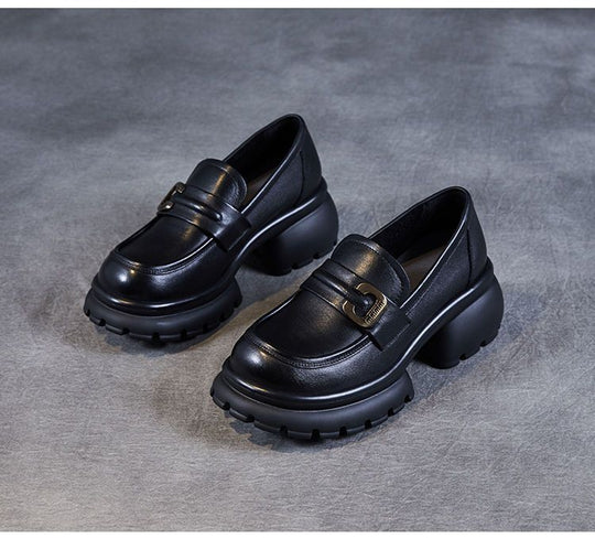 Damen Elegante und moderne Loafers mit robustem Plateau-Heel EB