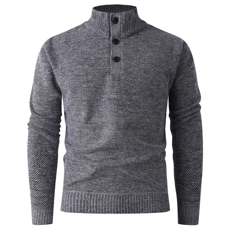 Herren Strickpullover mit modernem Stehkragen und dekorativen Knopfdetails EB