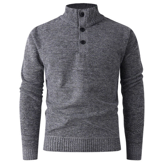 Herren Strickpullover mit modernem Stehkragen und dekorativen Knopfdetails EB
