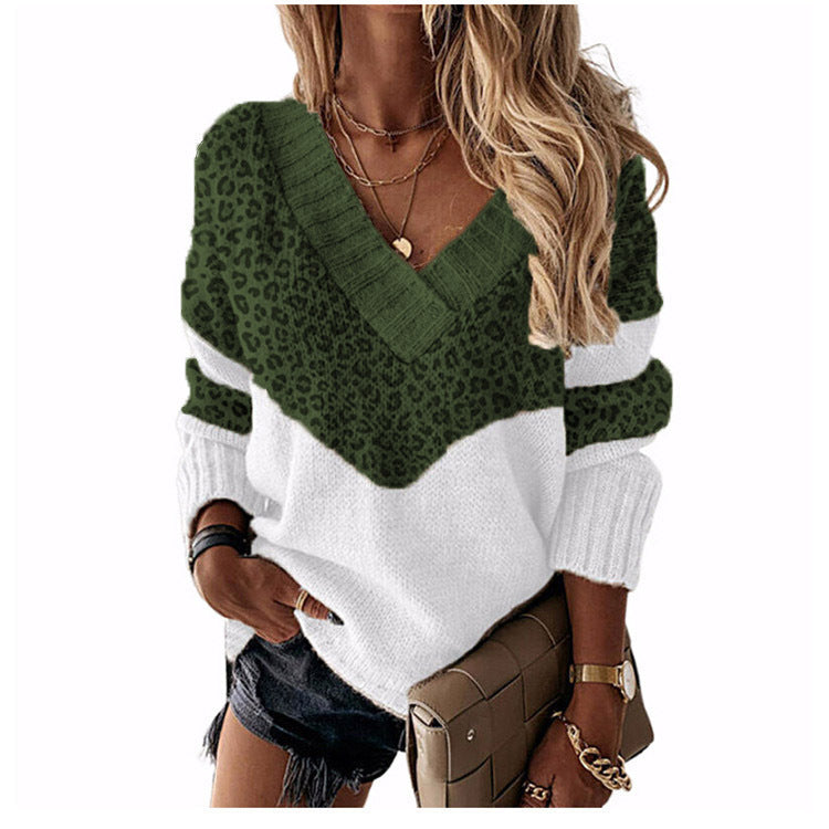 Damen nan V-Ausschnitt Strickpullover mit Chevron-Muster und Oversize-Schnitt EB