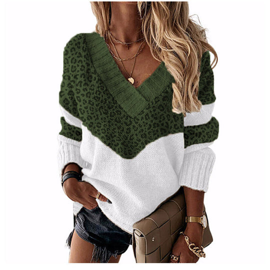 Damen nan V-Ausschnitt Strickpullover mit Chevron-Muster und Oversize-Schnitt EB