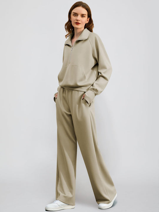 Damen Sportives Set mit Stehkragen und weitem Beinschnitt EB