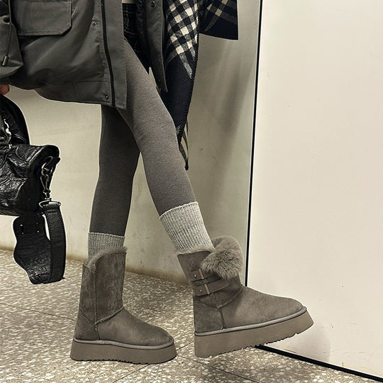 Damen kuschelige Winterstiefel mit verstellbarem Riemen und Soft-Futter EB