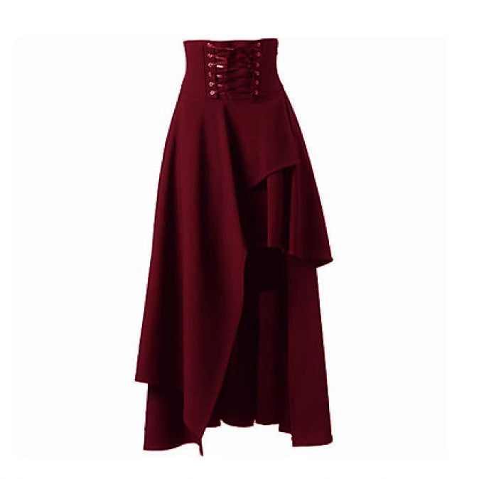 Damen Eleganter asymmetrischer Rock mit Schnürung EB