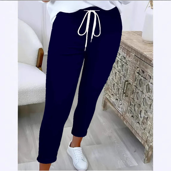Damen nan taillierte Freizeithose mit Kordelzug und Umschlagbündchen EB