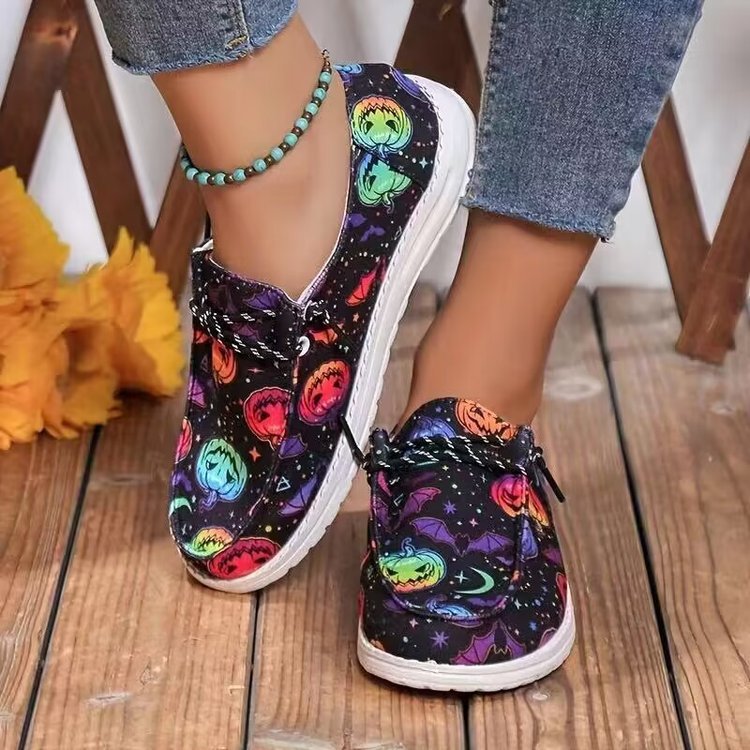 Damen Sneaker mit lustigem Halloween-Motiv und atmungsaktiver Sohle EB