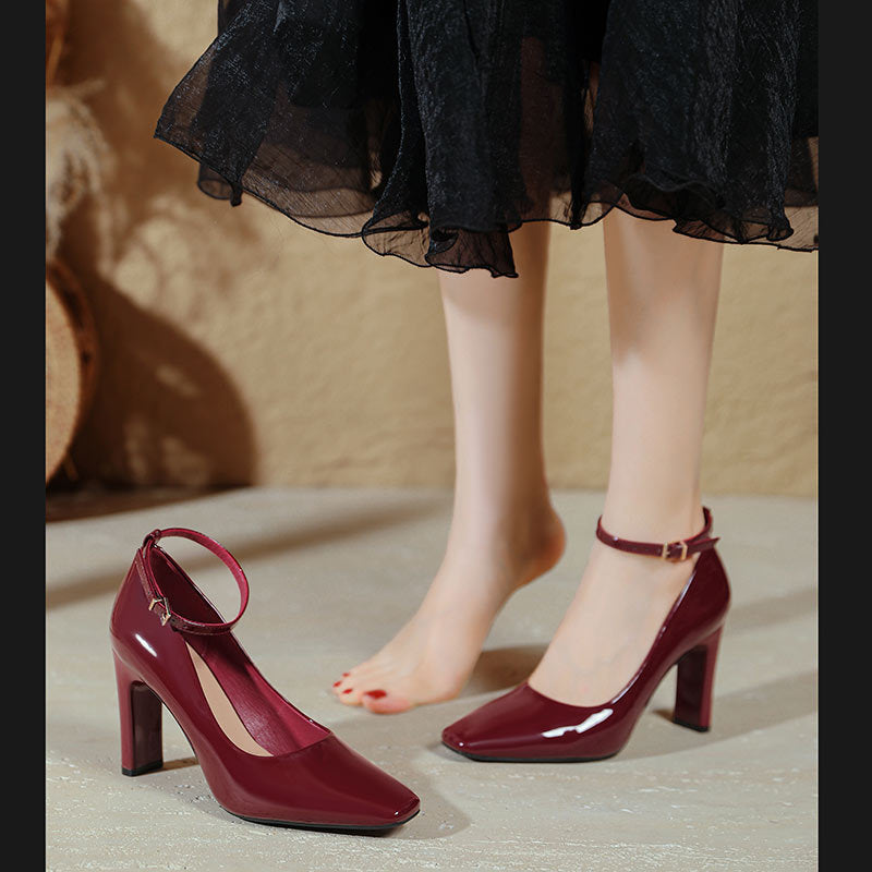 Damen Hochwertige Slingback-Pumps mit elegantem Blockabsatz und modischem Riemen EB