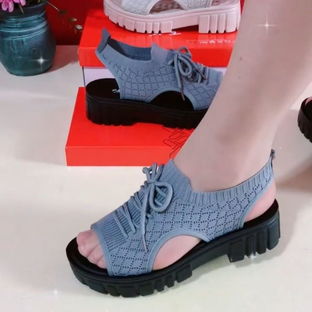 Damen Bequeme und leichte Sandalen mit elastischem Riemen und rutschfester Sohle EB