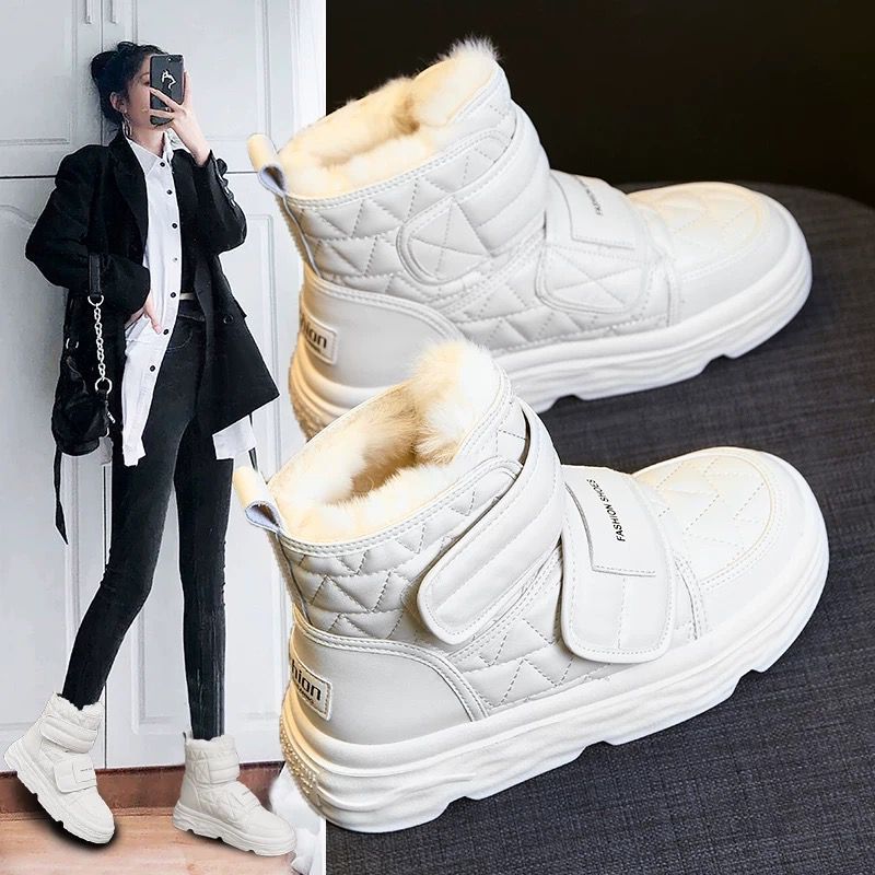 Damen Gefütterte Winterstiefel mit verstellbarem Klettverschluss und stylischem Design EB