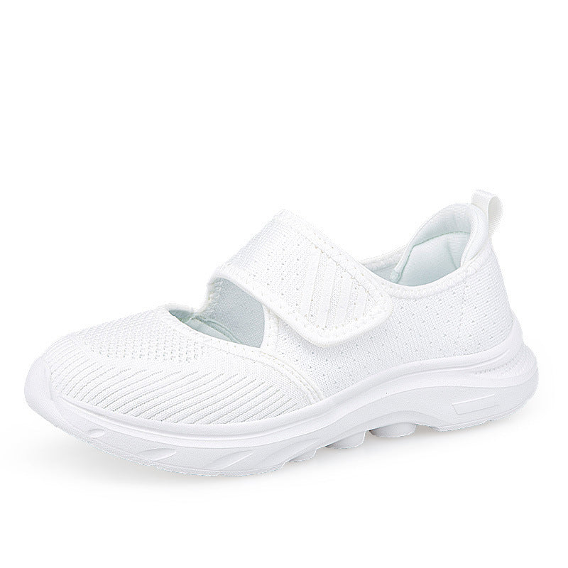 Damen nan Strick-Riemen-Sneaker mit Klettverschluss, gepolstertem Fußbett und stoßdämpfender EVA-Sohle EB