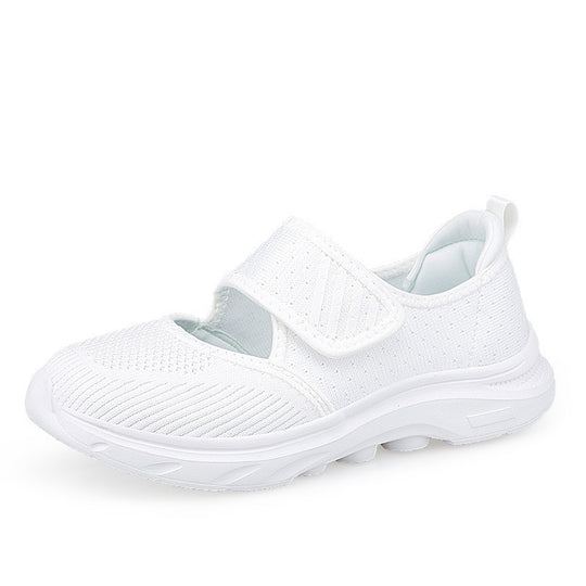 Damen nan Strick-Riemen-Sneaker mit Klettverschluss, gepolstertem Fußbett und stoßdämpfender EVA-Sohle EB