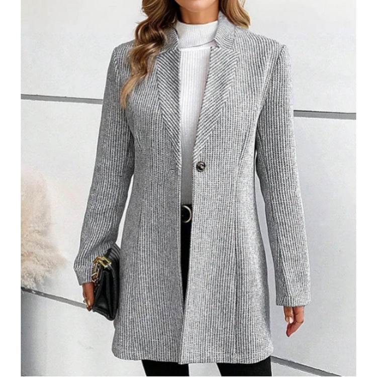 Damen Elegante Tailored Jacke mit geripptem Design EB