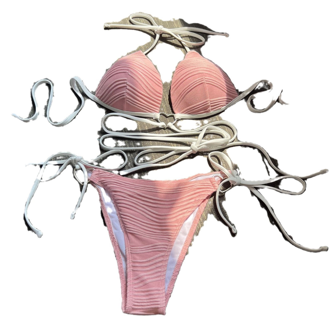 Damen Bikiniset mit gerafftem Design und Herzverschluss EB