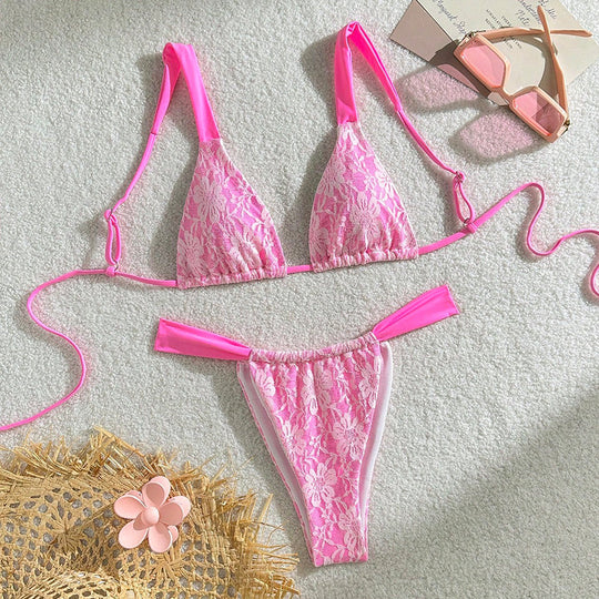 Damen Triangel-Bikini mit eleganten Spitze-Details EB