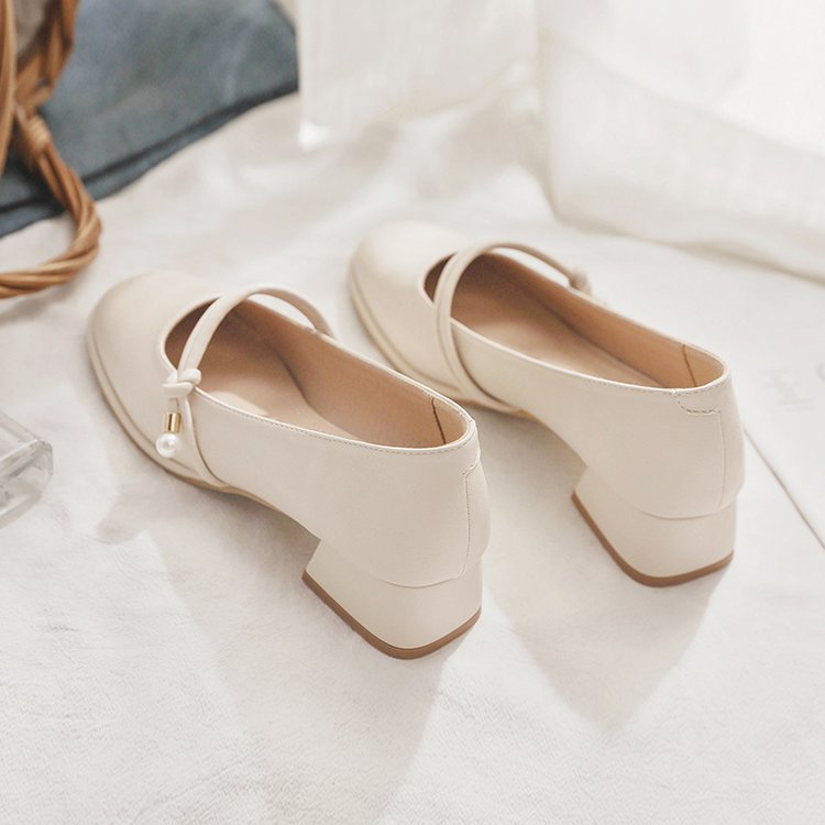 Damen elegante Mary Jane Pumps mit modischem Blockabsatz und feinem Schnallenakzent EB