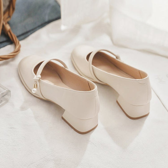 Damen elegante Mary Jane Pumps mit modischem Blockabsatz und feinem Schnallenakzent EB