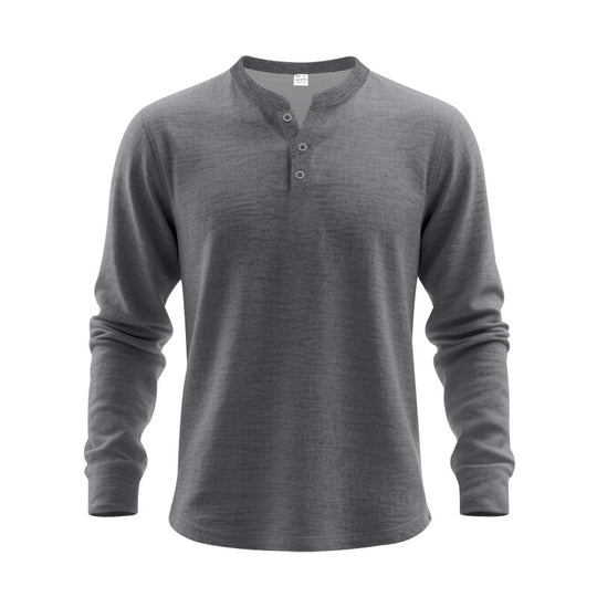 Herren Langarm-Hemden im klassischen Henley-Stil EB