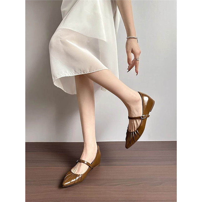 Damen elegante Slingback Ballerinas mit feinem Riemen EB