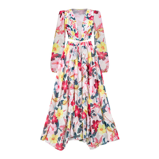Damen eleganter Floral Badeanzug mit gewelltem Schulterdesign EB