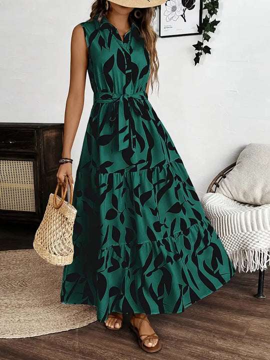 Damen Maxikleid mit Blätterdruck EB
