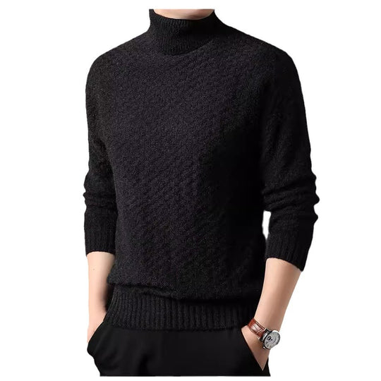 Herren Strickpullover mit hohem Kragen und strukturiertem Design EB