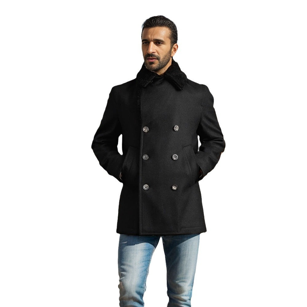 Herren modische Dufflejacke mit weichem Kragen und praktischen Taschen EB