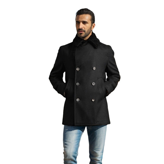 Herren modische Dufflejacke mit weichem Kragen und praktischen Taschen EB