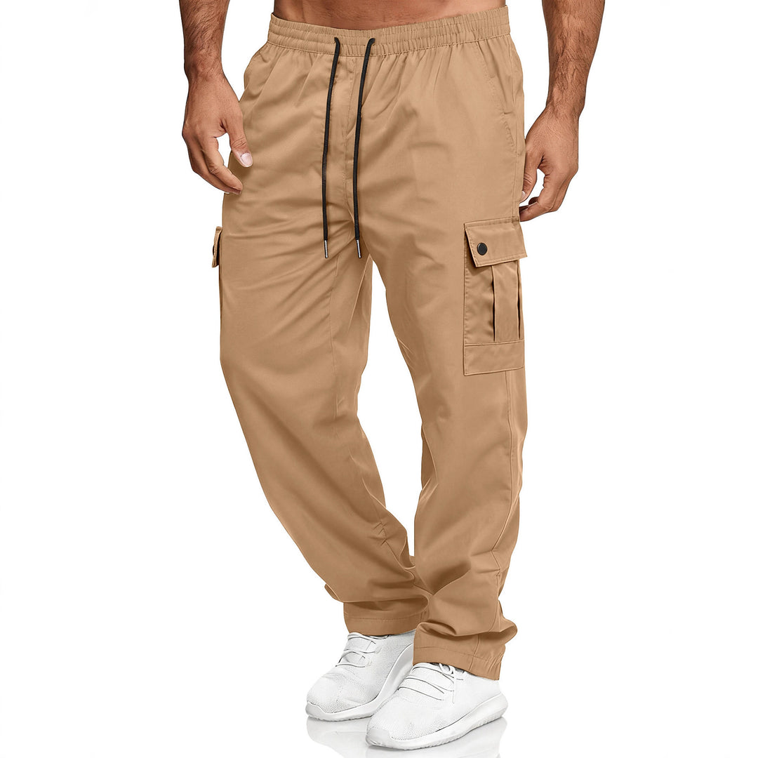Herren Relaxed-Fit Cargo-Jogger mit elastischem Bund, Kordelzug und Klappentaschen EB