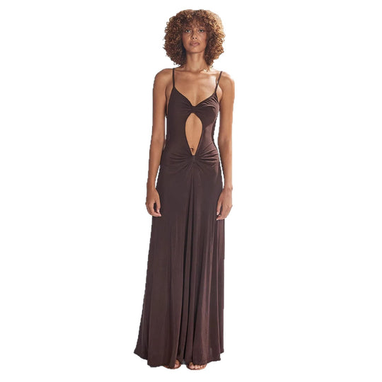 Damen Lange Maxikleid mit aufregendem Cut-Out-Design und weichem Stoff EB