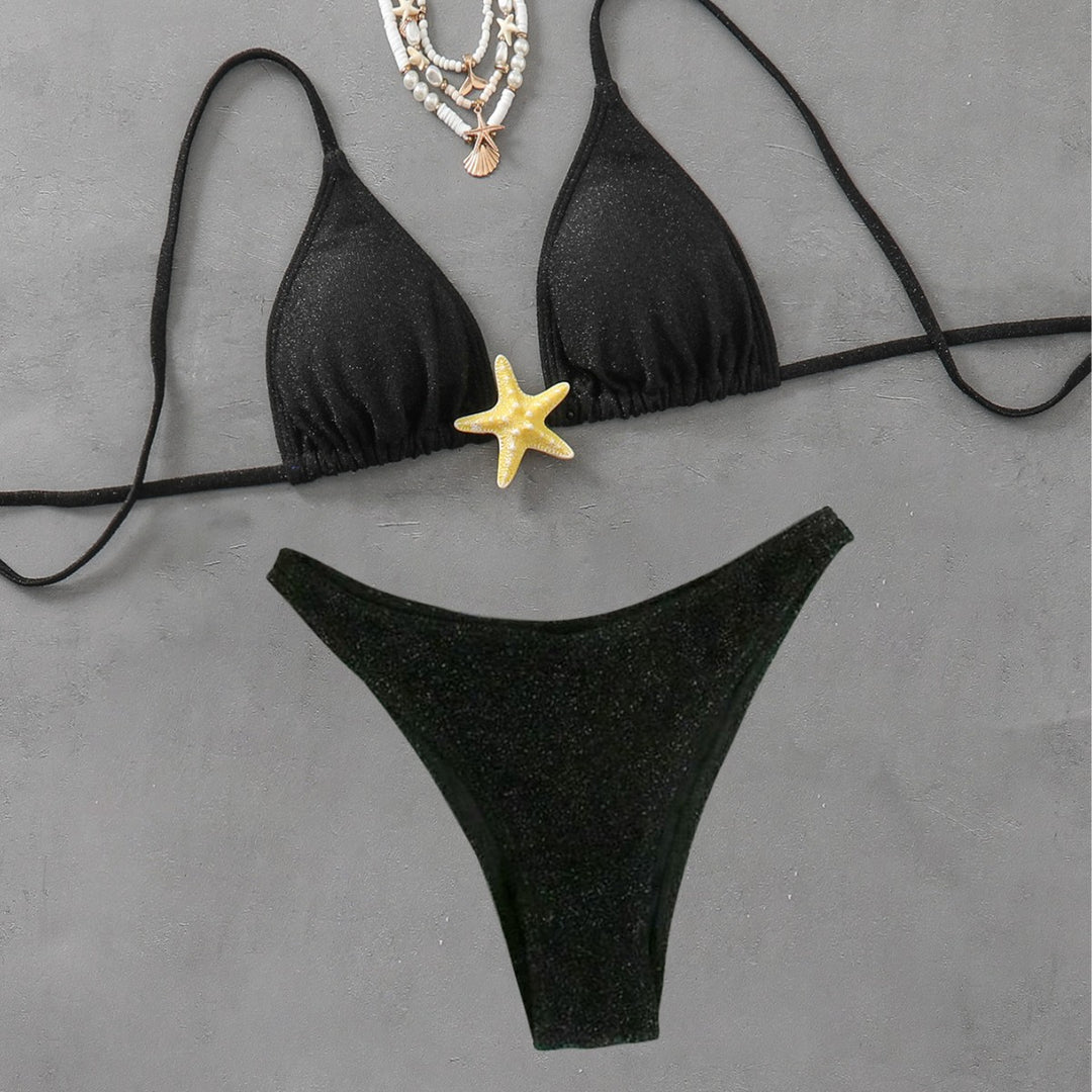 Damen Triangel-Bikini mit modischem Glitzer-Effekt EB