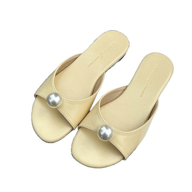 Damen elegante Mules mit Perlenakzent EB