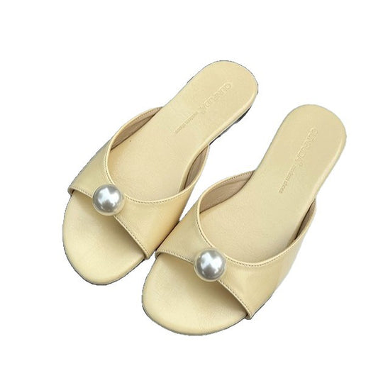 Damen elegante Mules mit Perlenakzent EB