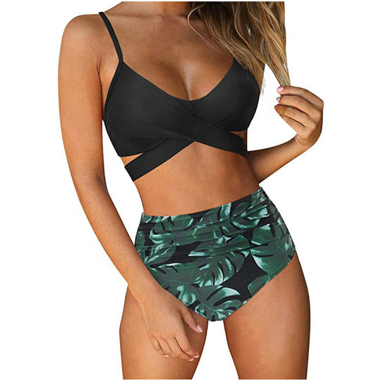 Damen Crop-Top Bikini-Set mit geflochtenem Design EB